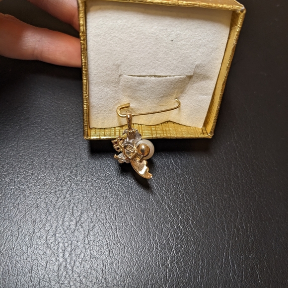 14k gold pendant with rubies and pearl - Picture 2 of 3